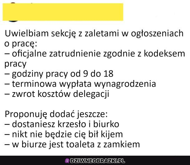 Zalety w pracy