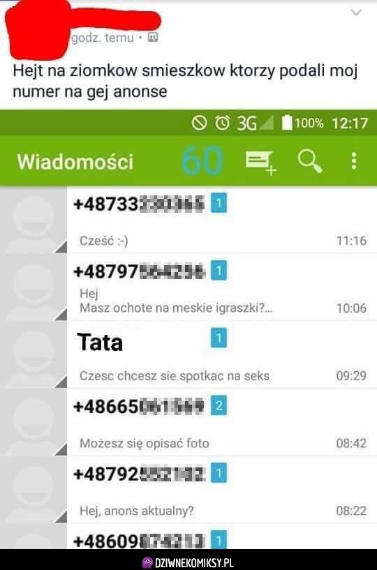 Podali jego numer na anonse dla gejów