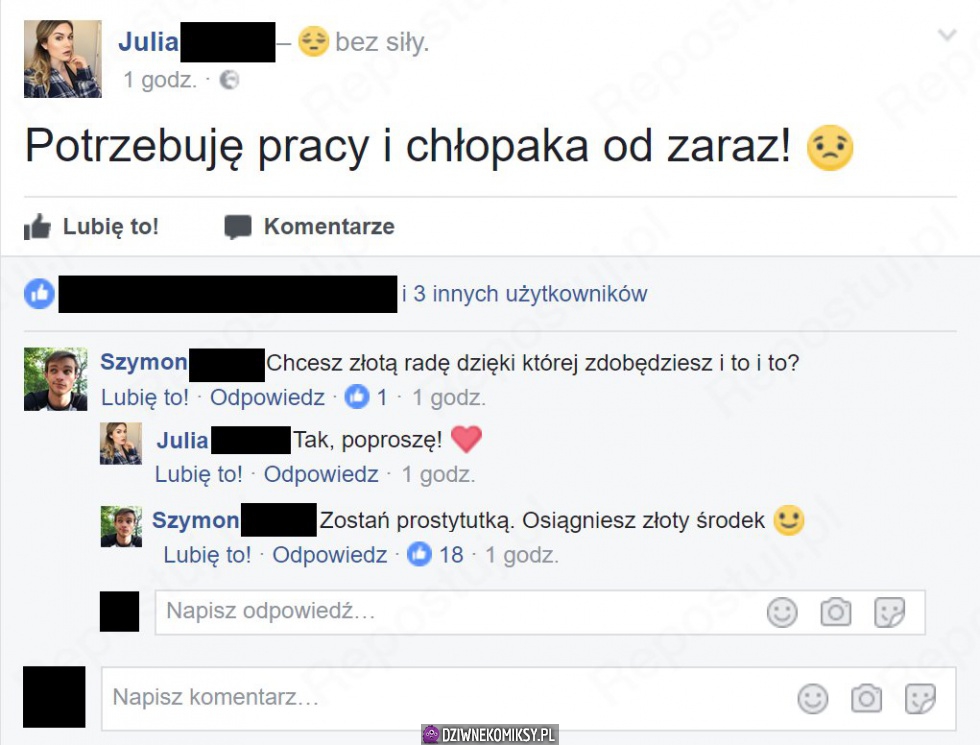 Dziewczyna zadała pytanie i odpowiedź ją zaorała!