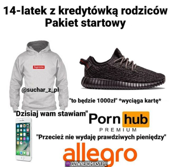 14 latek z kartą od rodziców