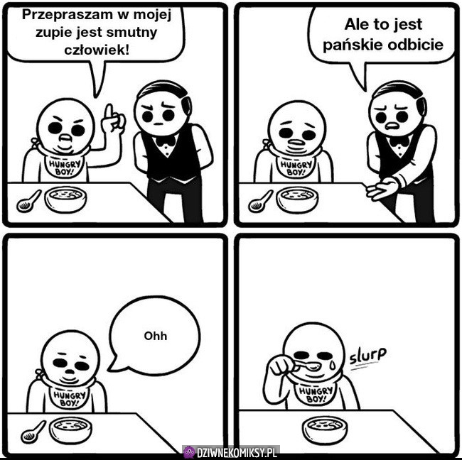 Smutny człowiek w zupie