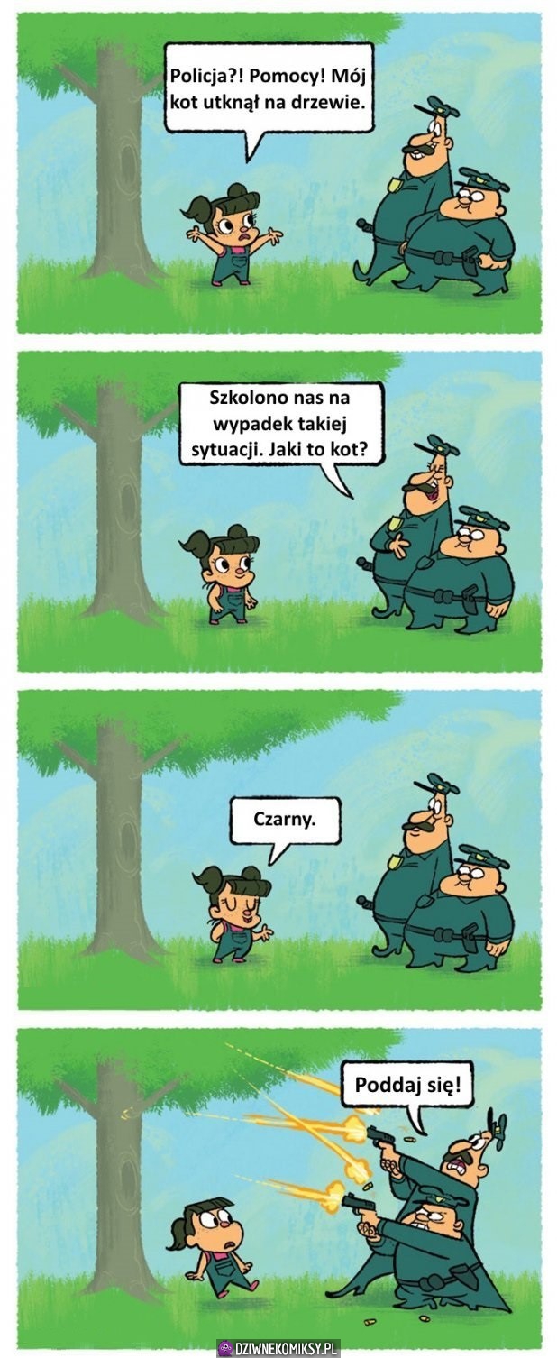 Kotek uciekł na drzewo