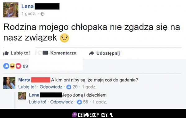 Rodzina chłopaka robi problemy