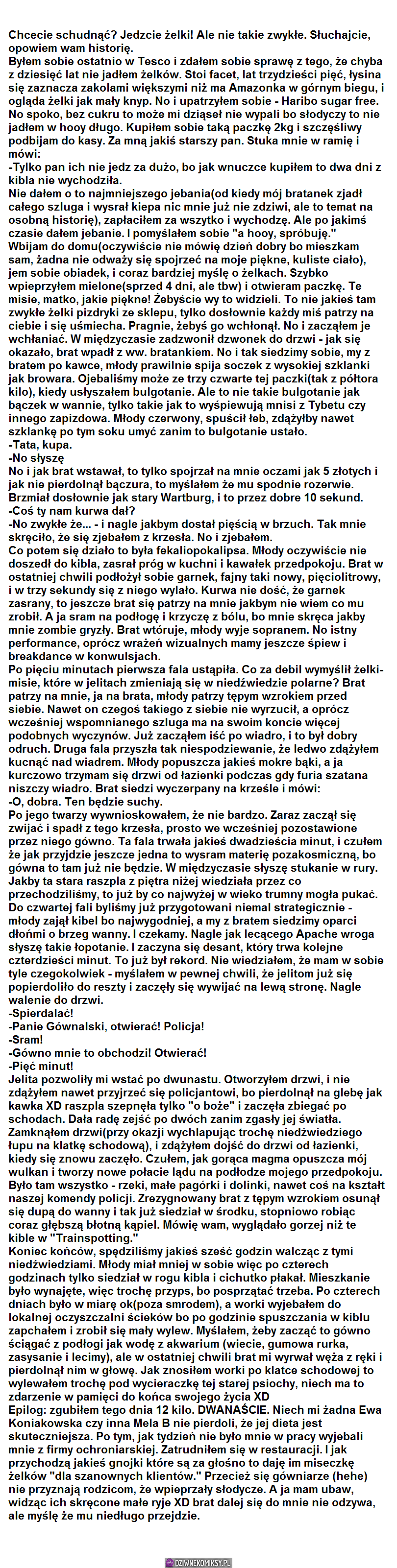 Pasta o żelkach i sraniu